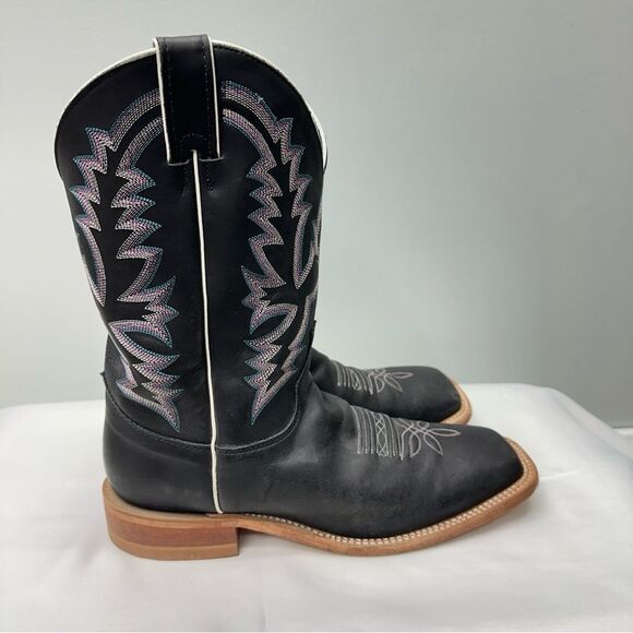 Justin bent rail western square toe cowgirl black leather boots women's 11 - Picture 3 of 7